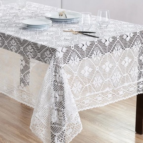 Crocheted Lace Tablecloth, 65 x 104 - Picture 1 of 2